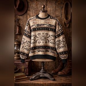 Vintage London Fog Southwestern Cotton Sweater 2XT | Big & Tall | 90s Earth Tone